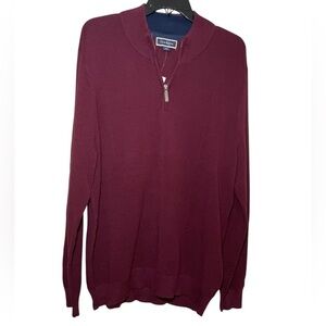 Club Room Men's Burgundy 1/4  Zip Sweater sz XL